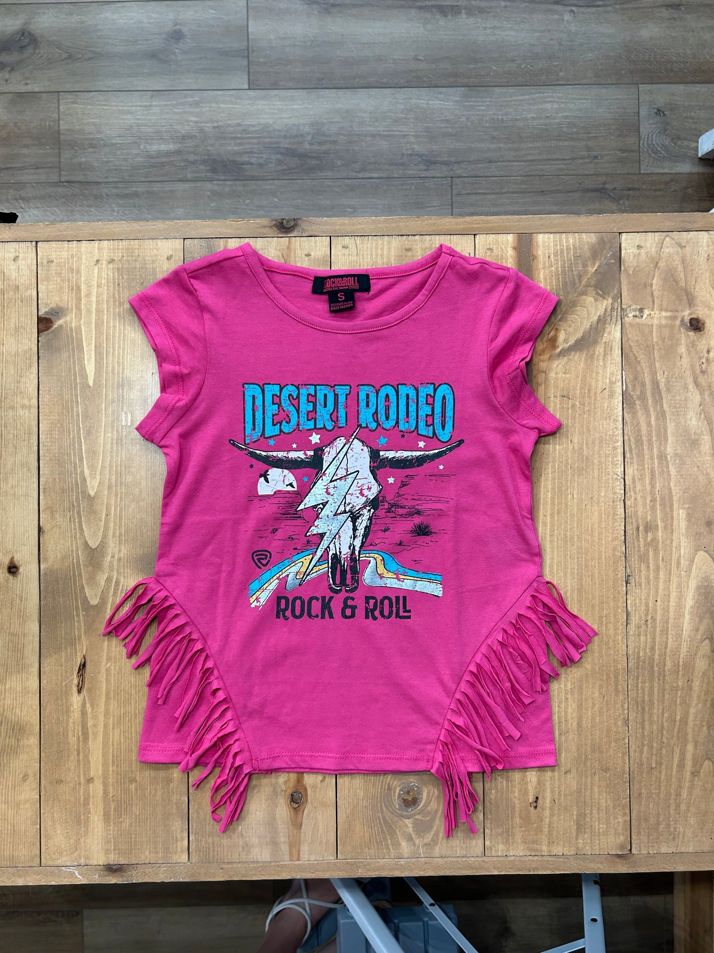 Rock&Roll - Girls Hot Pink Graphic Tee