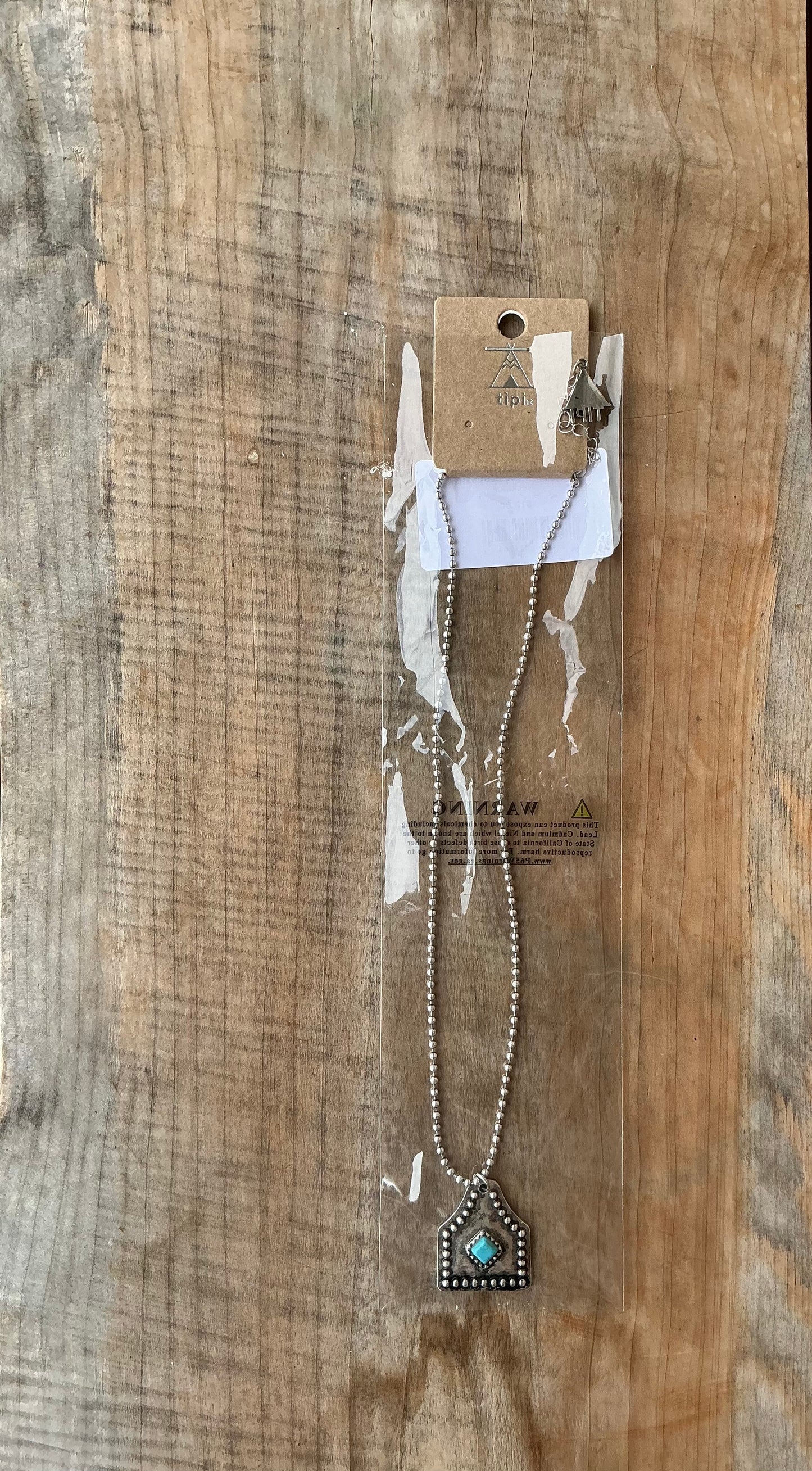 Tipi - Cattle Tag With Turquoise Stone Necklace