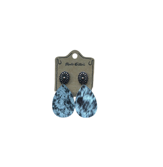 Rustic Couture - Cowhide Tear Drop Dangling Earring