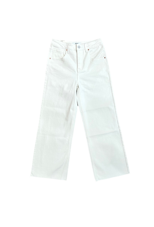Bayeas - High Rise Wide Leg White Denim Jeans
