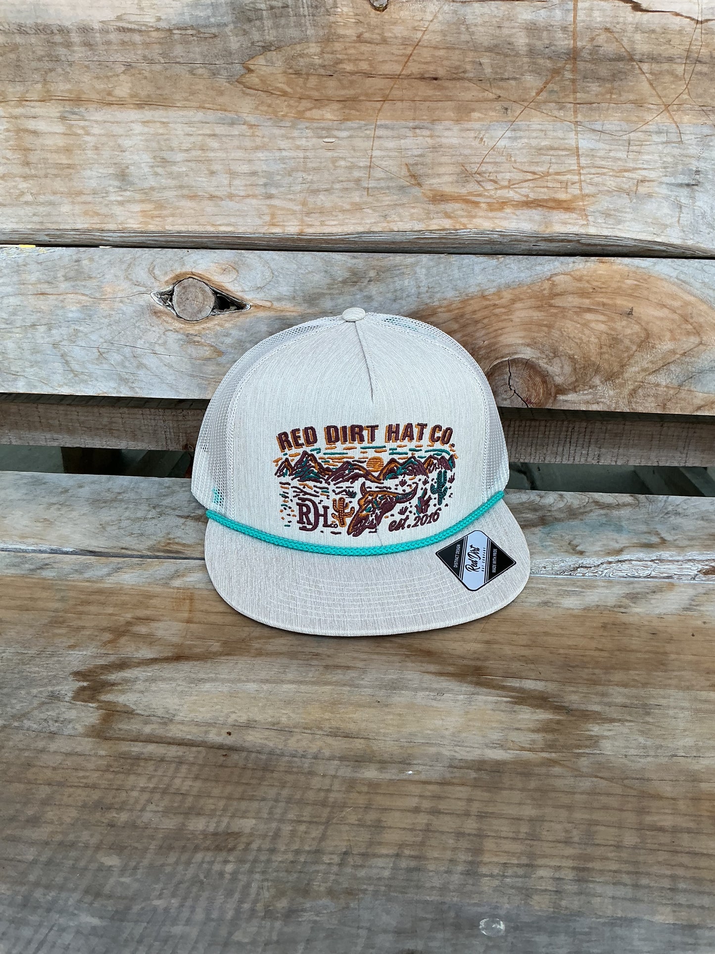 Red Dirt Hat Co - "Deserted" Stone/ Turquoise Rope Hat
