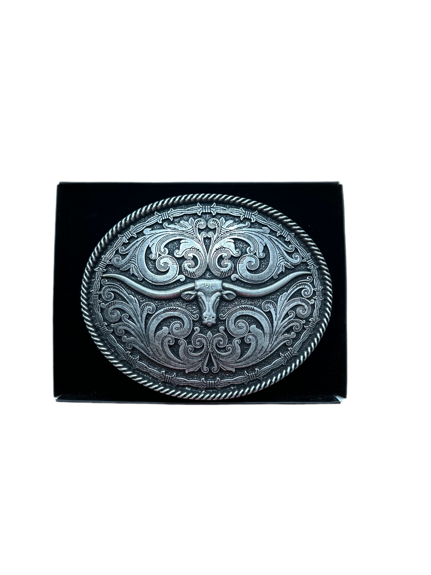 Montana Silversmith - Antique Silver Longhorn Oval Men’s Belt Buckle