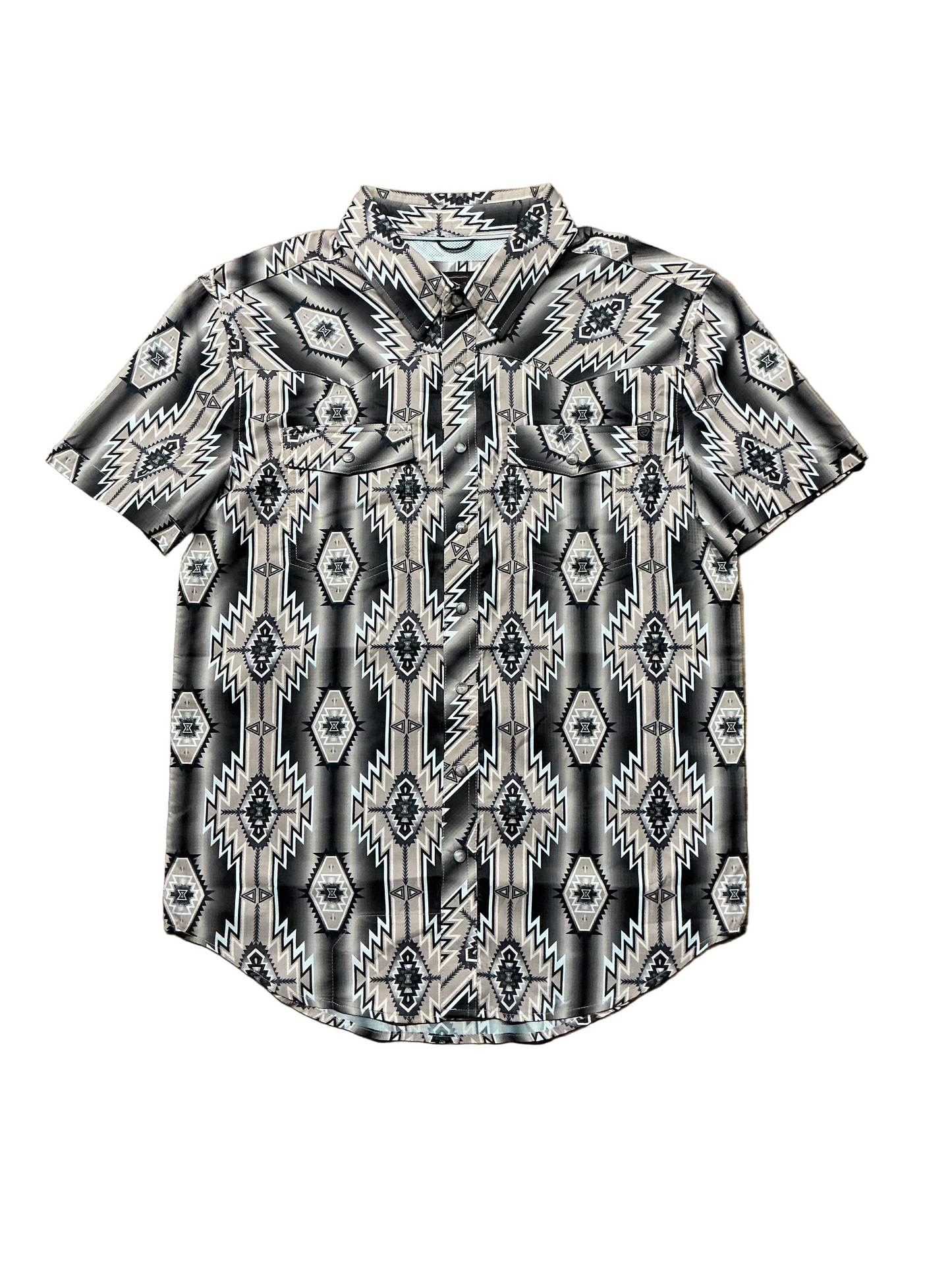 Rock&Roll - Mens Brown Aztec Snap Short Sleeve Shirt