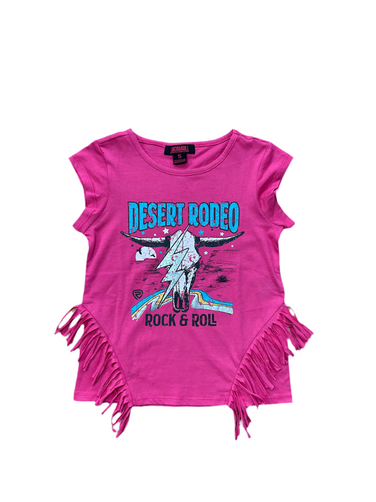 Rock&Roll - Girls Hot Pink Graphic Tee