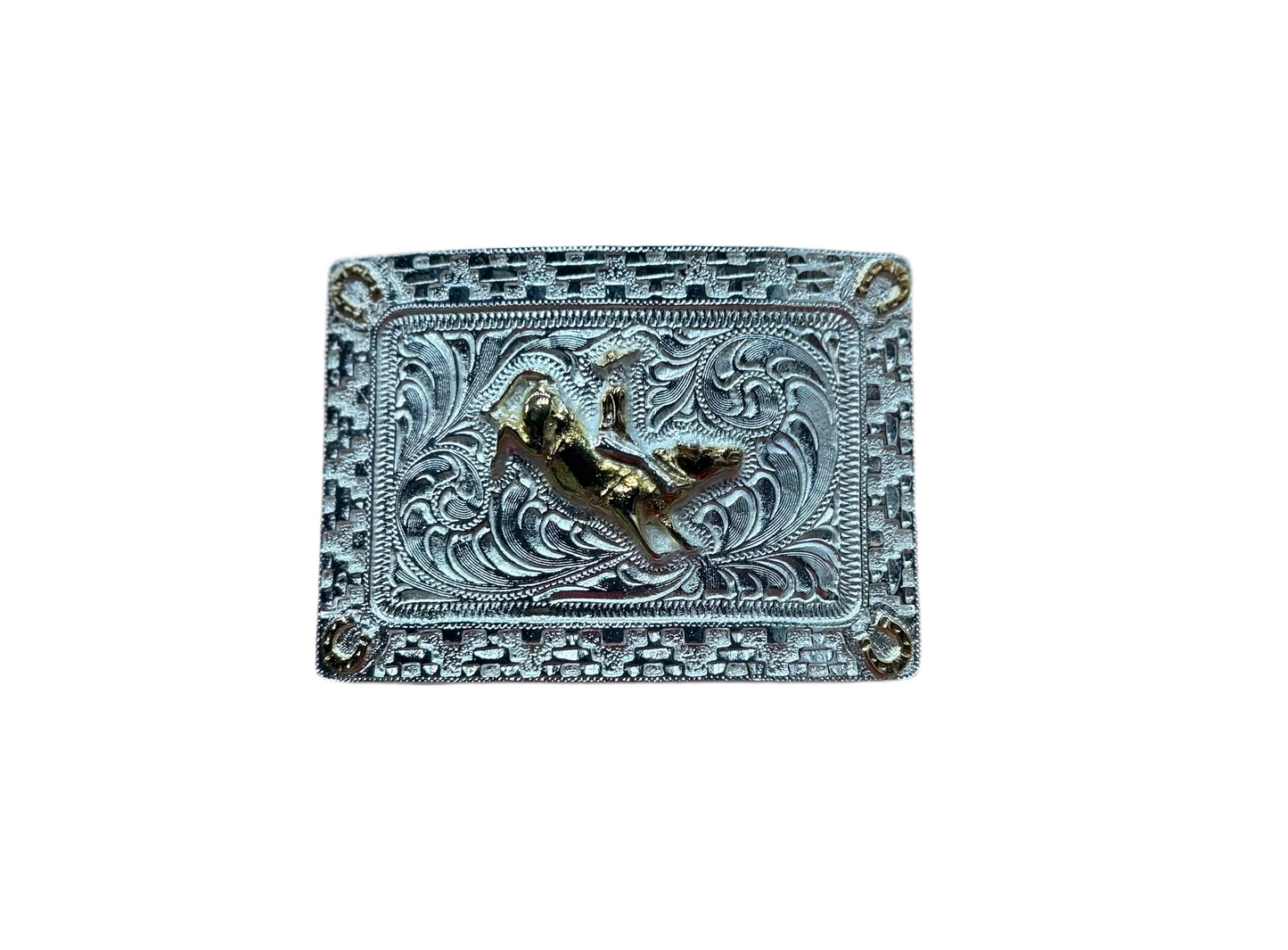 Alpaca Buckles - Square Gold Bullrider Men's Buckle