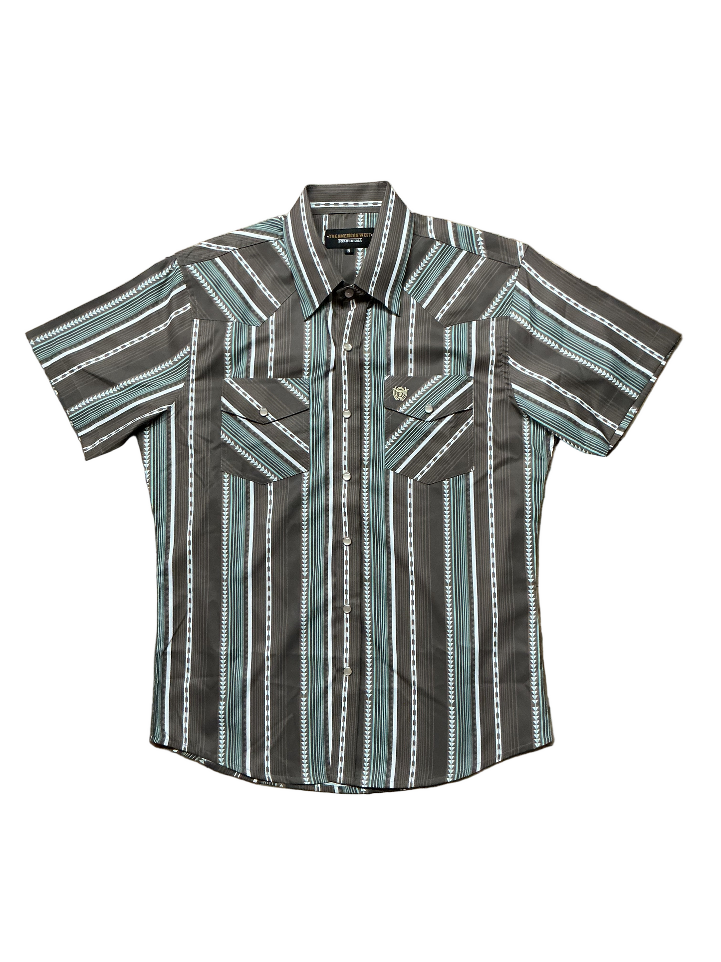 The American West - Mens Half Sleeve Green Snap Shirt