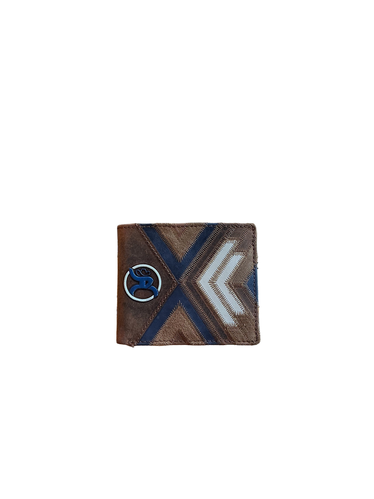 Hooey - "Kamali" Brown/Blue & Ivory Patchwork Rodeo Bifold Wallet