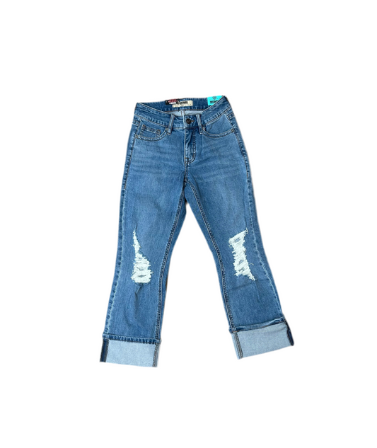 Rock&Roll - Womens Distressed Mid Rise Modest Boot Jeans