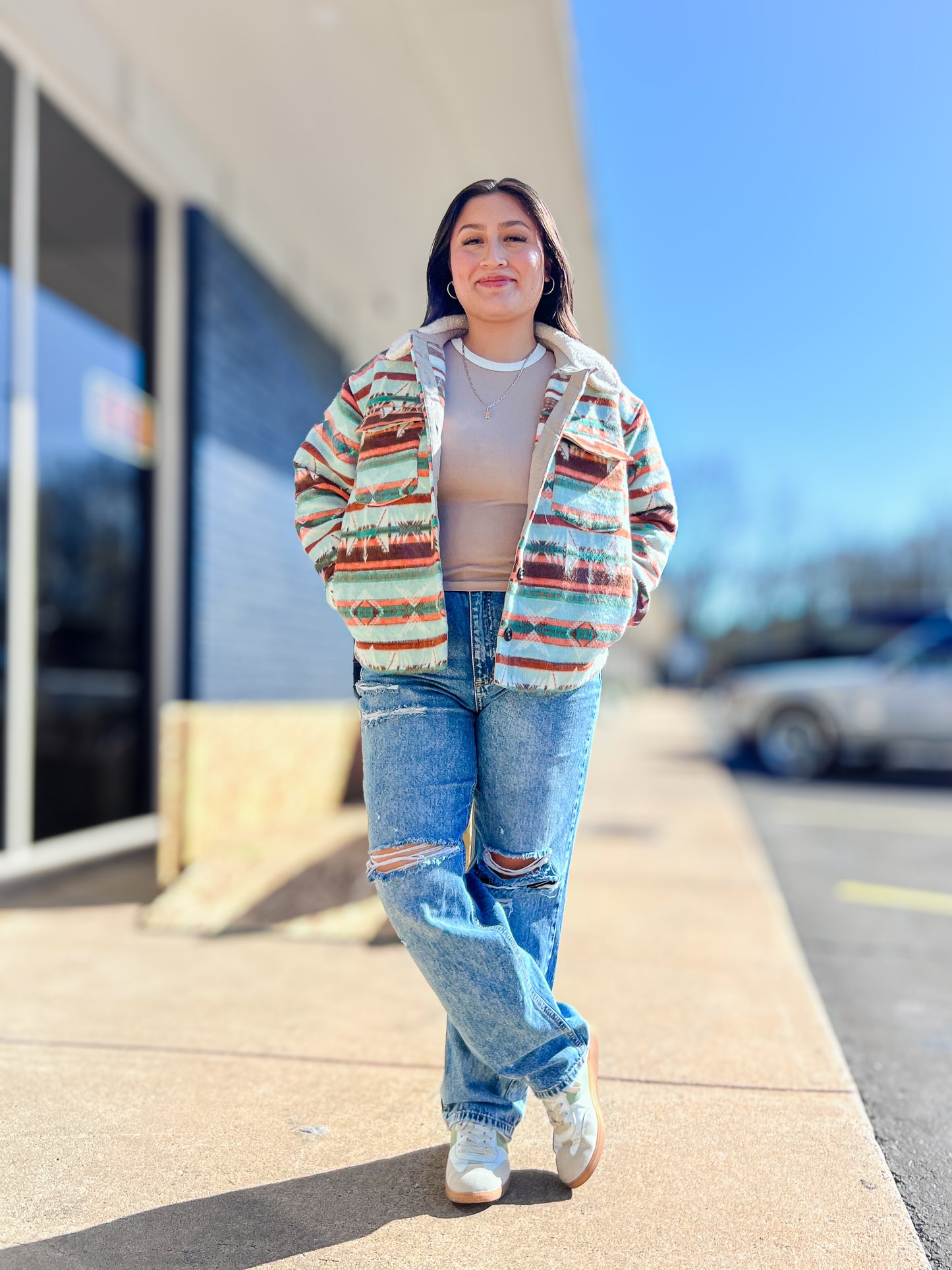 Rock&Roll - Aztec Brushed Jacket with Sherpa Lining