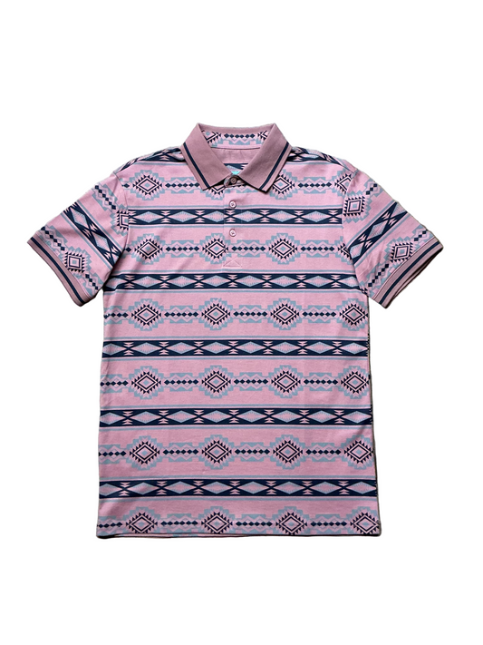 Platini - Mens Pink Aztec Polo