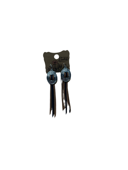 Justin - Silver Embossed Concho With Suede Fringe