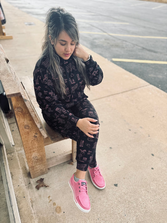 Rock&Roll - Cowgirl Print Oversized Hoodie