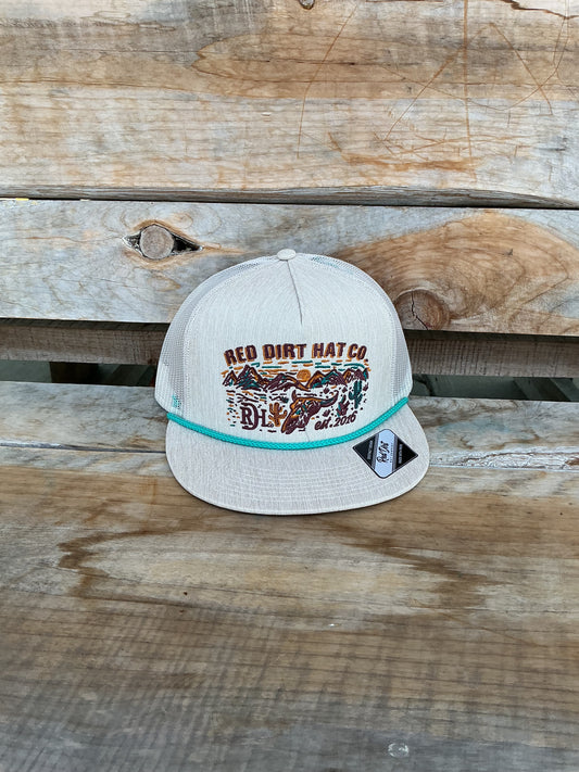 Red Dirt Hat Co - "Deserted" Stone/ Turquoise Rope Hat