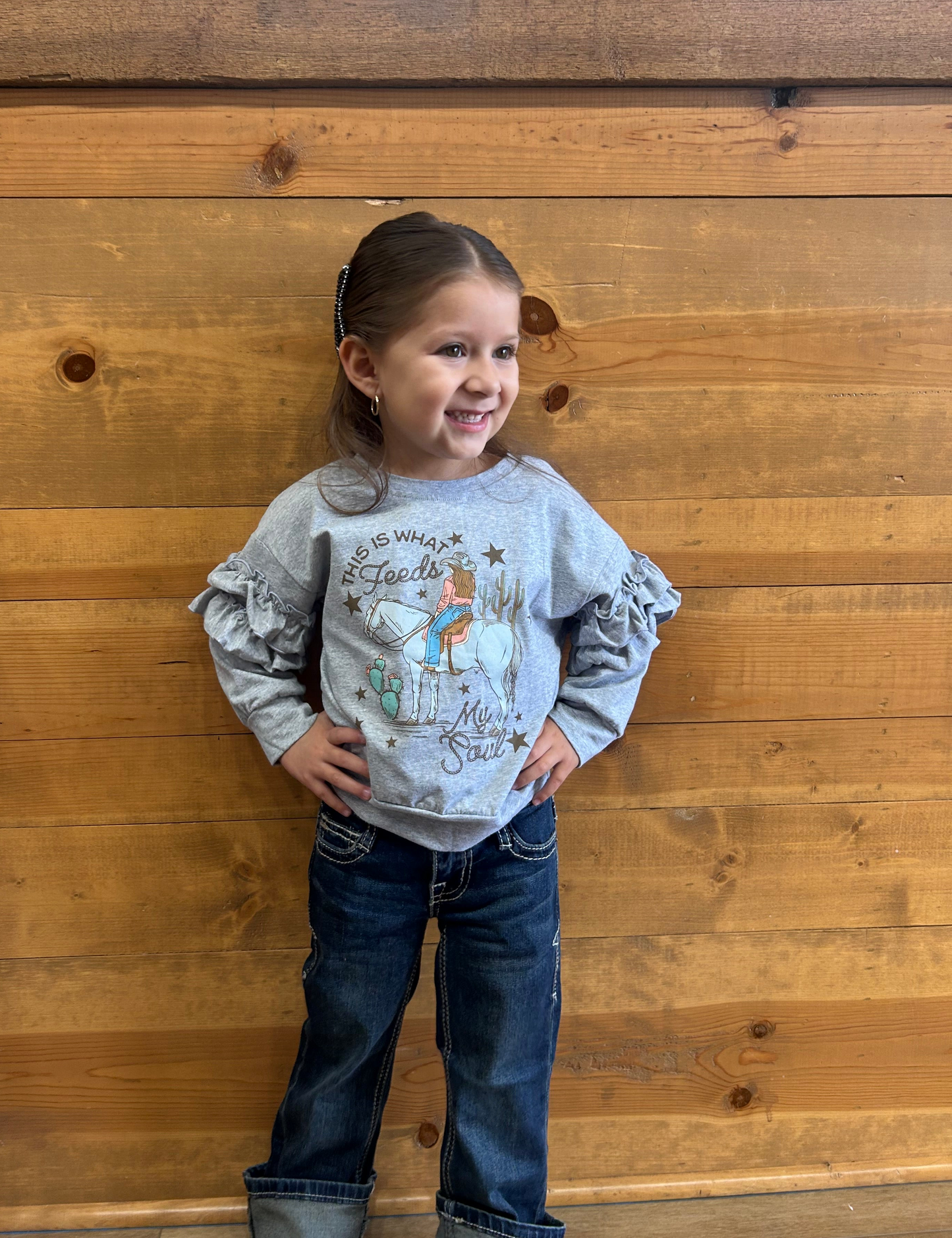 Shea Baby - Toddler Girl Cowgirl Soul Ruffle Sweatshirt