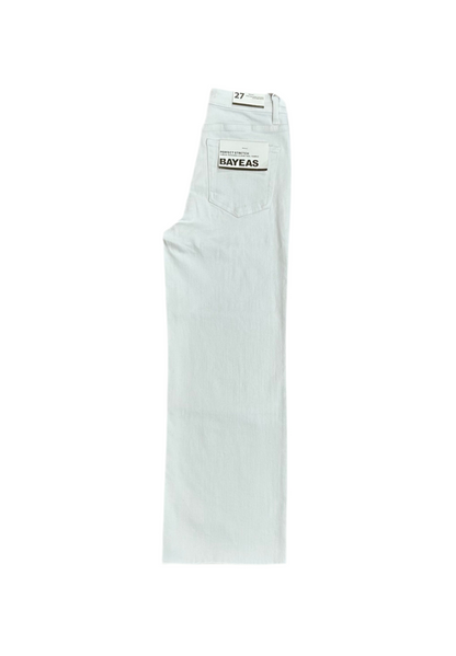 Bayeas - High Rise Wide Leg White Denim Jeans