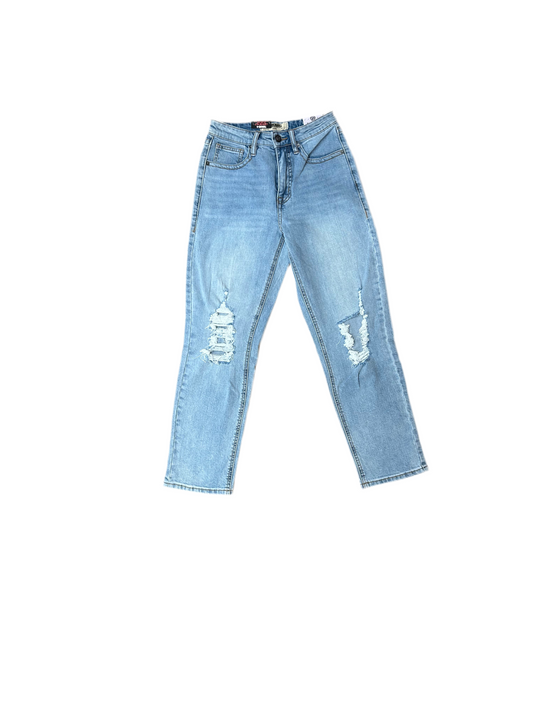 Rock&Roll - Womens Distressed Straight Crop Light Wash Jeans