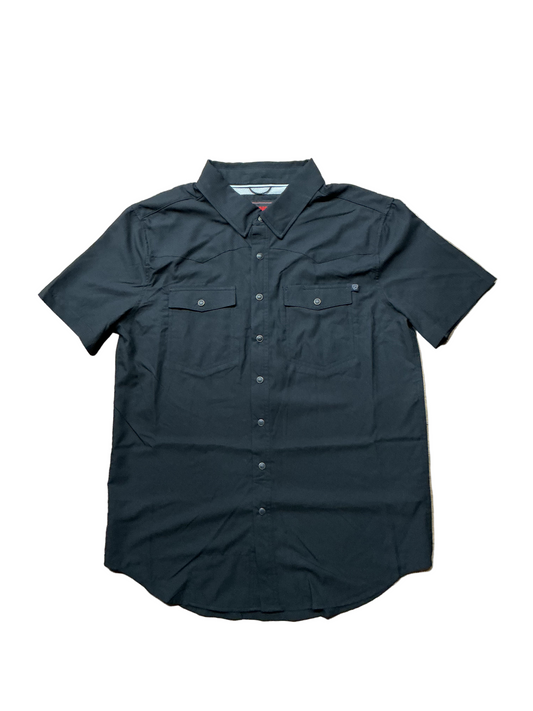 Rock&Roll - Mens Solid Ripstop Snap Shirt Black