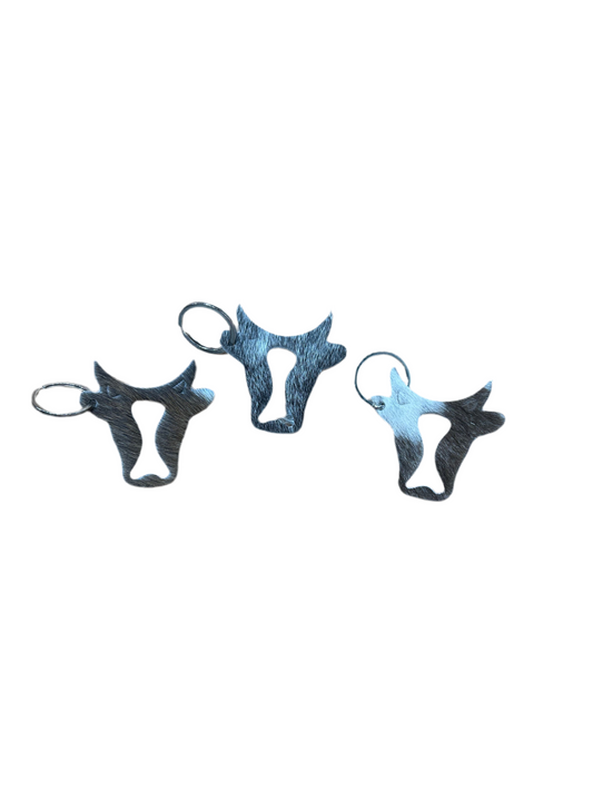 5 Diamond Ranch - Cowhide Bull Keychain