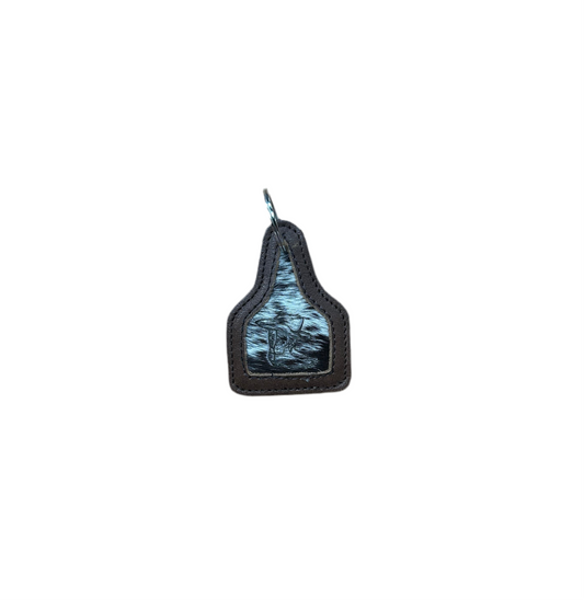 5 Diamond Ranch - Branded Cowhide Tag Keychain