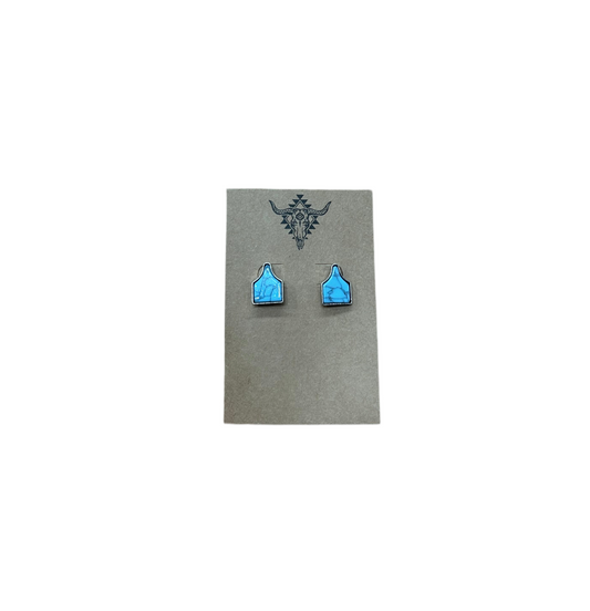 Stirling Thyme - Turquoise Cow Tag Earrings