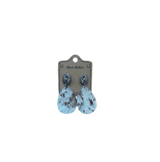 Rustic Couture - Cowhide Tear Drop Dangling Earring