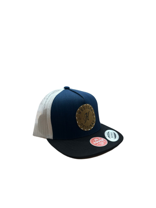 Hooey - Youth "Spur" Hat Denim/White W/Leather Circle Patch