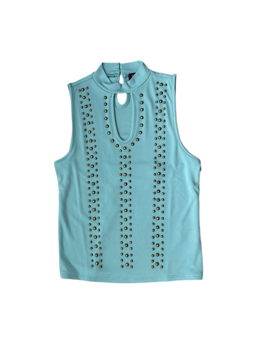 Rock&Roll -  Ribbed Tank With Studs Turquoise
