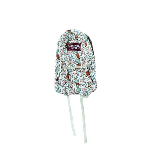 Montana West - Cowboy Boots Cactus Print Backpack Khaki