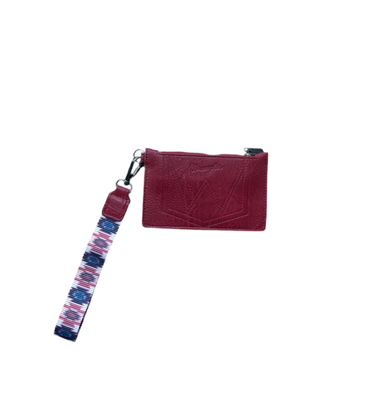 Wrangler - Aztec Print Key Chain Wristlet Card Wallet Burgandy