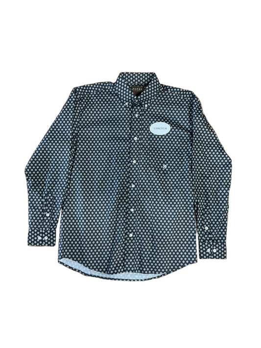 Roper - Boys Allover Print Amarillo Snap Grey Shirt