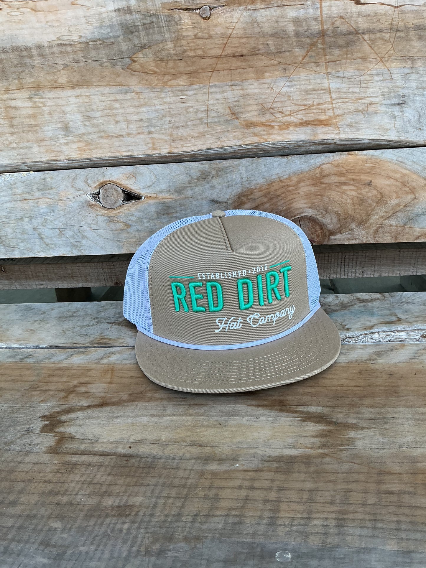 Red Dirt Hat Co - "Papa" Khaki/White Rope Hat