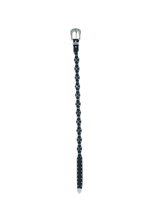Rockem - Womens Black Wavy Belt With Rhinestones