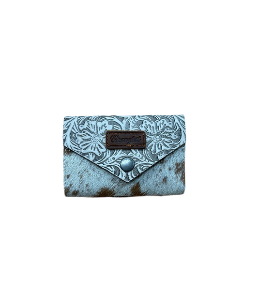 Wrangler - Cowhide Floral Tooled Card Holder