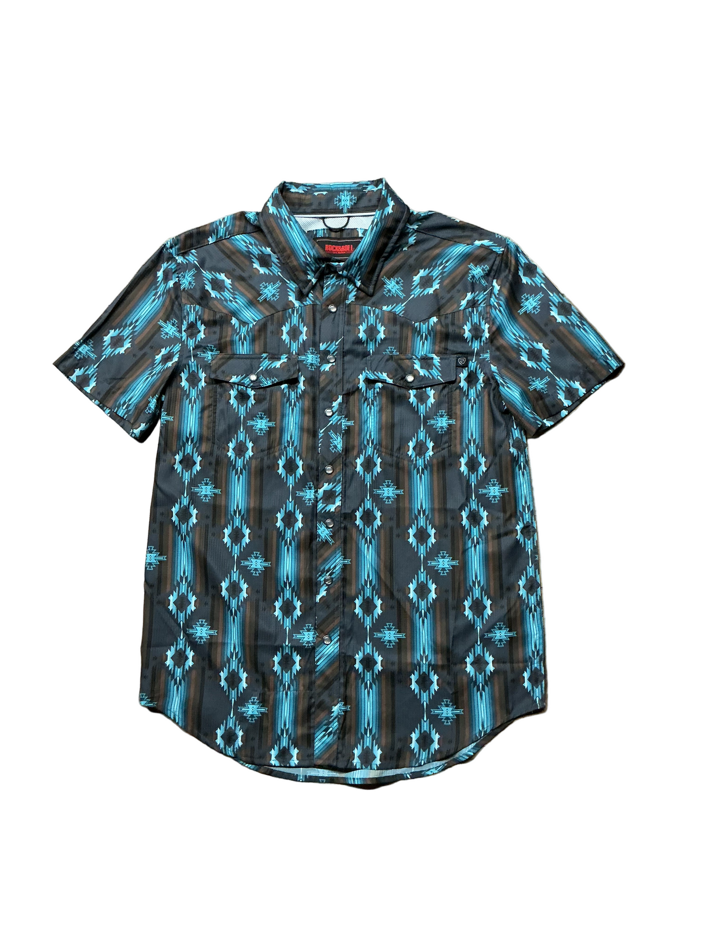 Rock&Roll - Mens Aztec Snap Shirt Blue