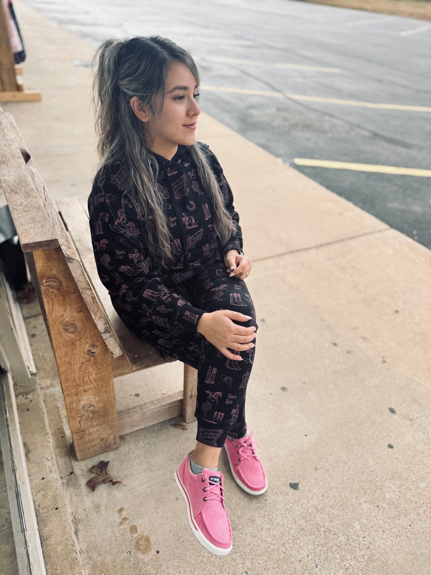 Rock&Roll - Cowgirl Print Joggers Black