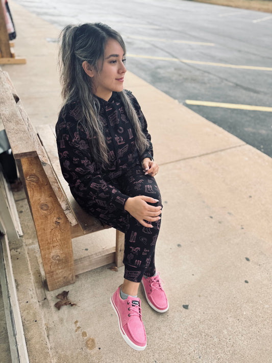 Rock&Roll - Cowgirl Print Joggers Black