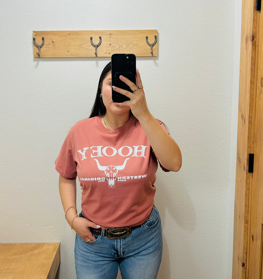 Hooey - Icon Ladies Light Mahogany Crew Neck T-Shirt With White Logo