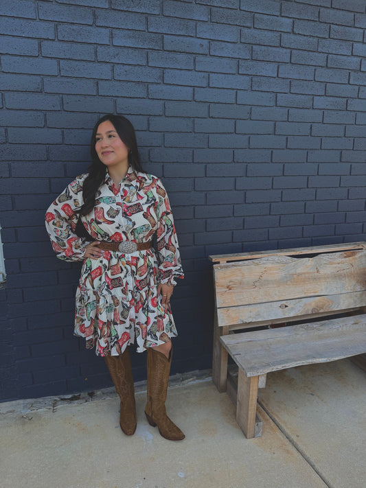 Fashion Express - Womens Flowy Dress With Boots
